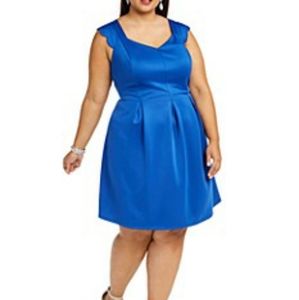 Monteau Trendy Plus Size Scalloped A-Line Dress